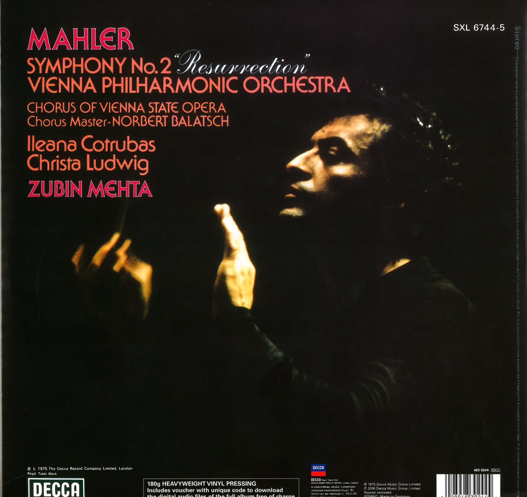 Zubin Mehta & Wiener Philharmoniker – Mahler: Symphony No. 2 "Resurrection" (Vinil 180g, LP dublu)